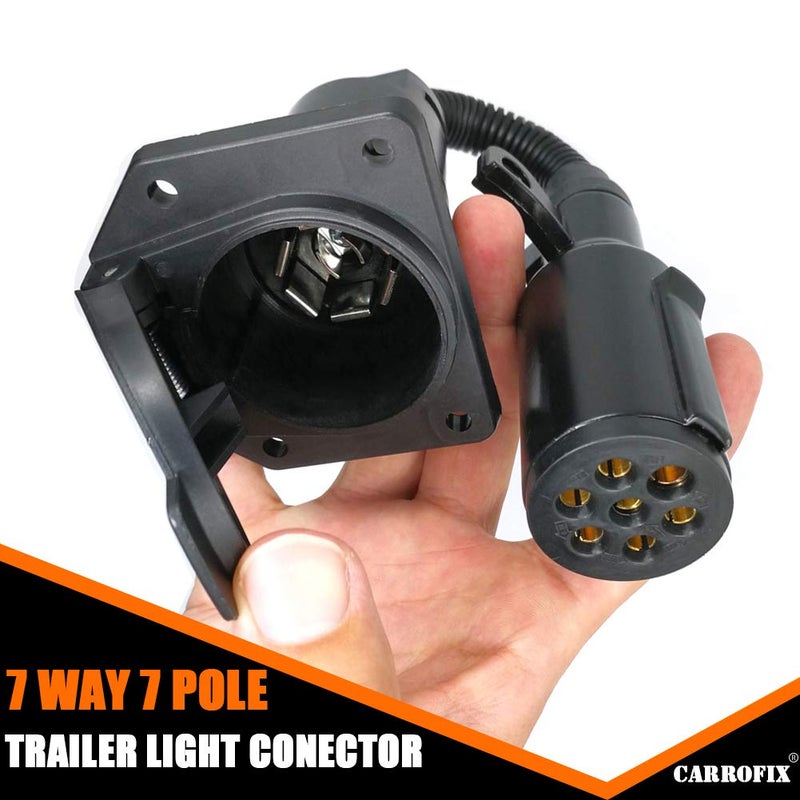 CARROFIX محول توصيل كاروفيكس 7 قطب إلى 7 طريق لمقطورة RV، معيار OEM 7 دبوس دائري إلى 7 شفرات لمجموعة الأسلاك للشاحنات شبه المقطورة والمركبات التجارية - Image 2